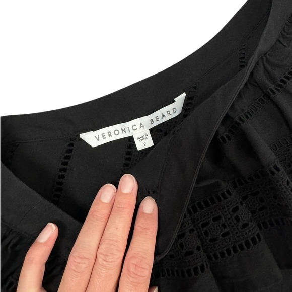 Veronica Beard | Cruz Eyelet One-Shoulder Ruffle Top in Black 2 - Picture 3 of 7